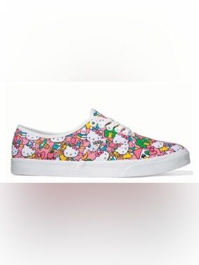 Vans Kids Pink White Hello Kitty Graphic Low-Top Sneakers